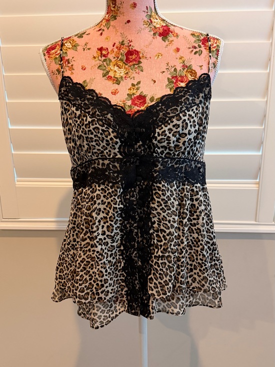 therapy Tops - Vintage Therapy Y2K Leopard Lace Cami Top – UK 16